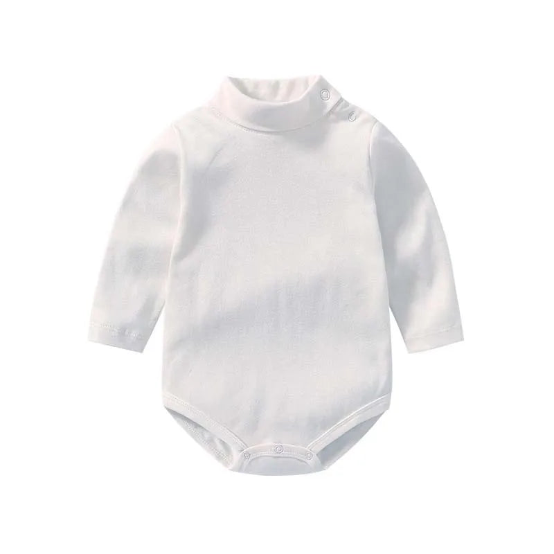Cotton Fabric Baby Clothes Turtleneck Jumpsuit 0 To 24 Months Solid Bodysuit Comfortable Soft For Newborn Baby Boy Girl Romperbo