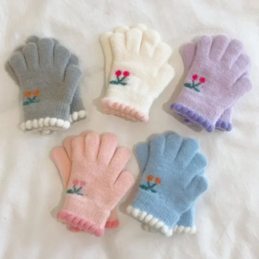 Korean Sweet Cherry Children Kids Warm Gloves Winter Windproof Thicken Boys Girls Kids Cycling Mittens Cute Fashion Baby Gloves