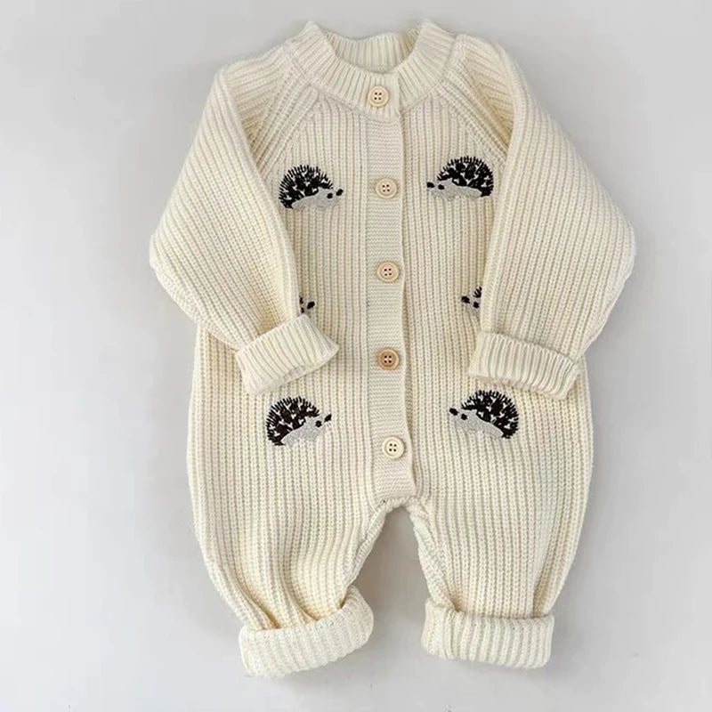 Newborn Clothes Outfits Autumn Winter Baby Boy Girl Long Sleeve Knitted Rompers Jumpsuits Cute Hedgehog Infant Outwear Playsuits