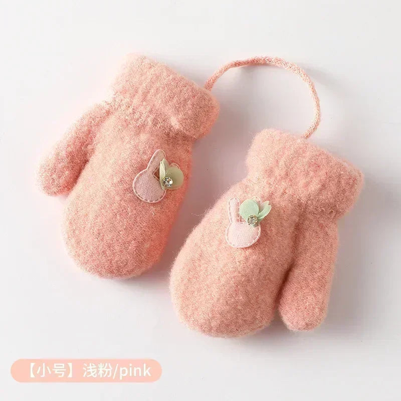 1-6 Years Old Baby Mittens Newborn Children Kids Winter Gloves Mohair Plush Thick Boys Girls Gloves