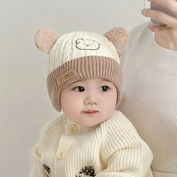 Knit Baby Bear Earflap Hat