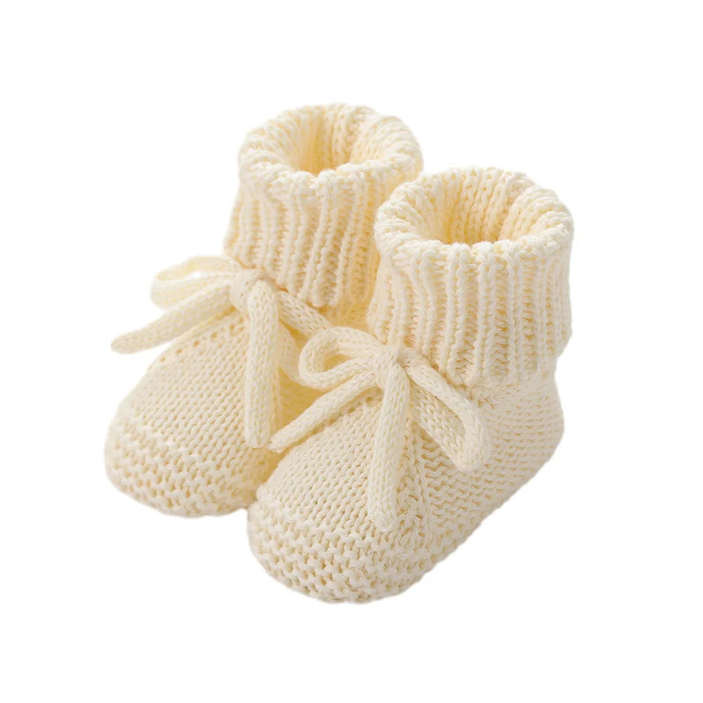 Newborn Baby Cute Bow Tie Knitted Walking Shoes Autumn Winter New Baby Soft Knitted Woolen Floor Crawling Socks for 0-12Months