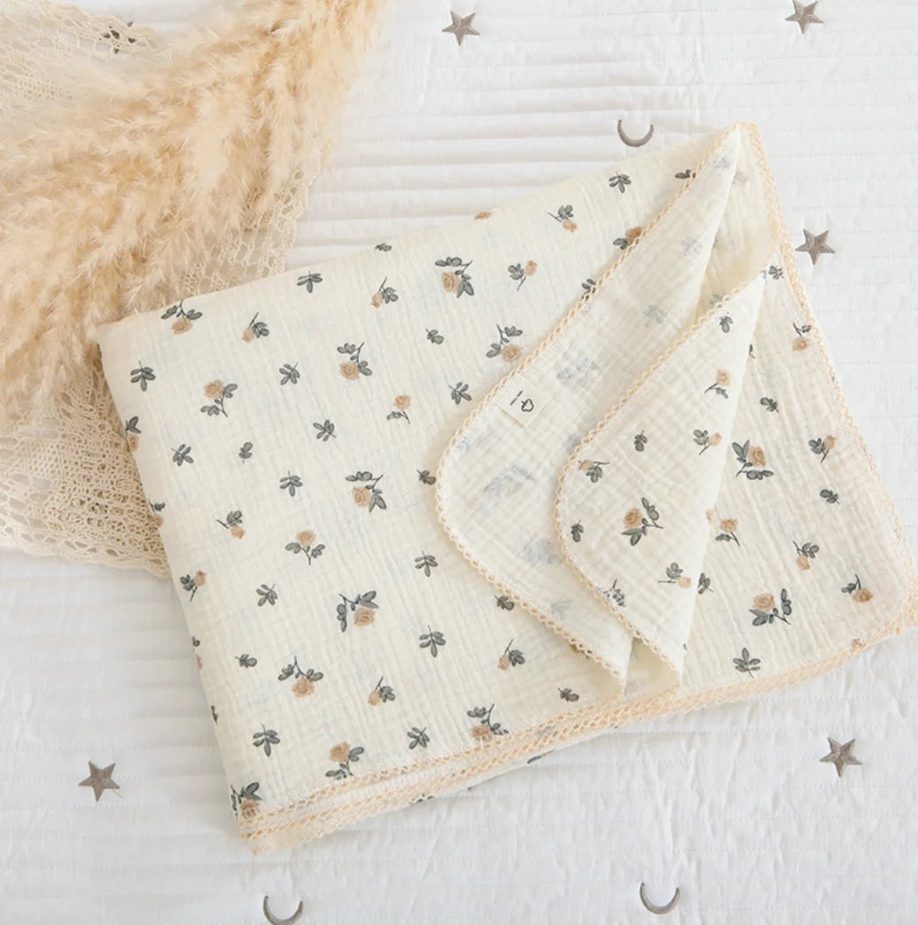 Newborn Baby Blanket Summer 2 Layers Muslin Swaddle Wrap Blankets Cotton Soft Baby Wrap Receiving Blanket For Crib Bath Towels