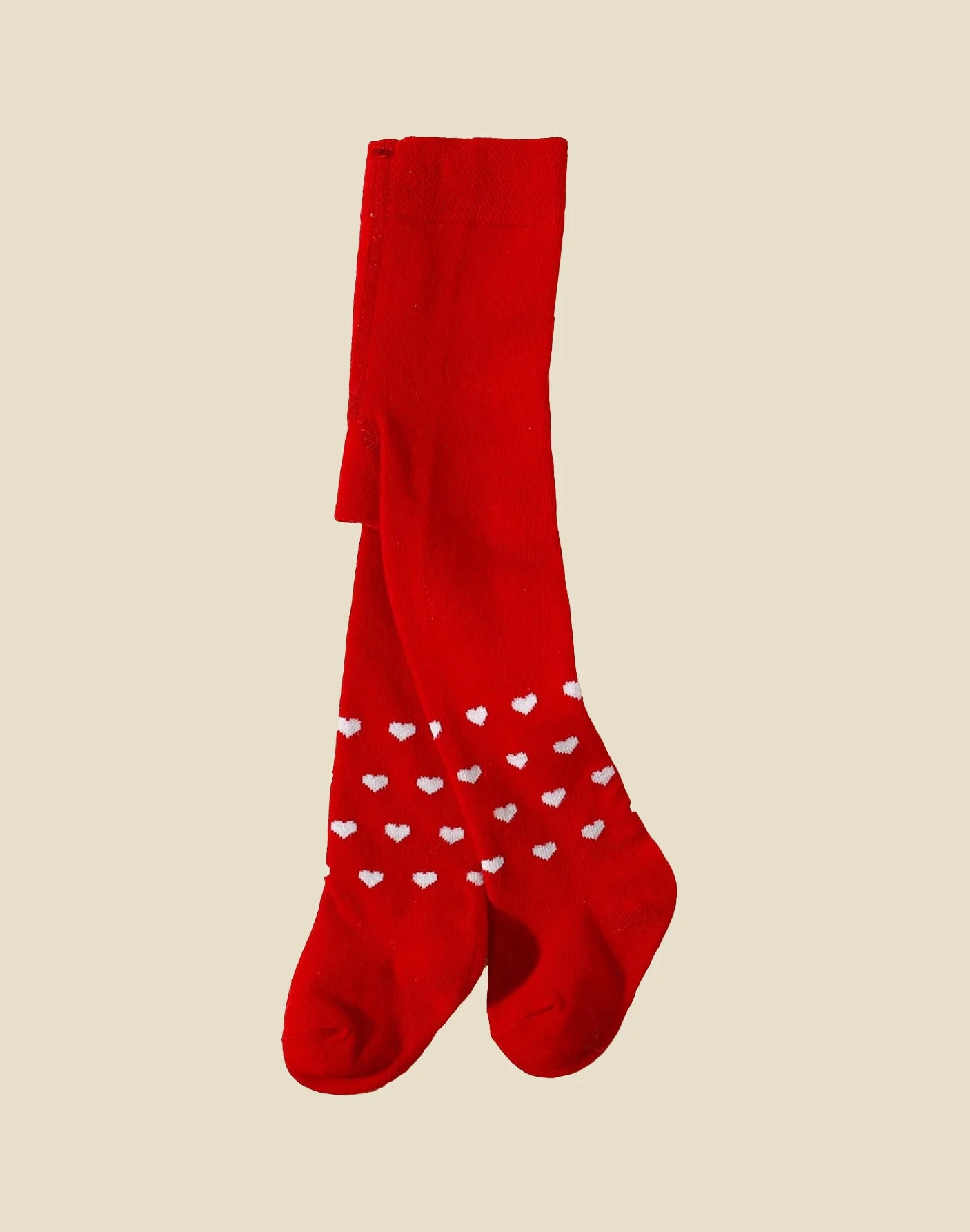 1 Pair of Baby Girls Cotton Red and White with Heart Shaped Leggings, Fashion Cute Soft Elastic Stockings for 0-12 Months Toddler