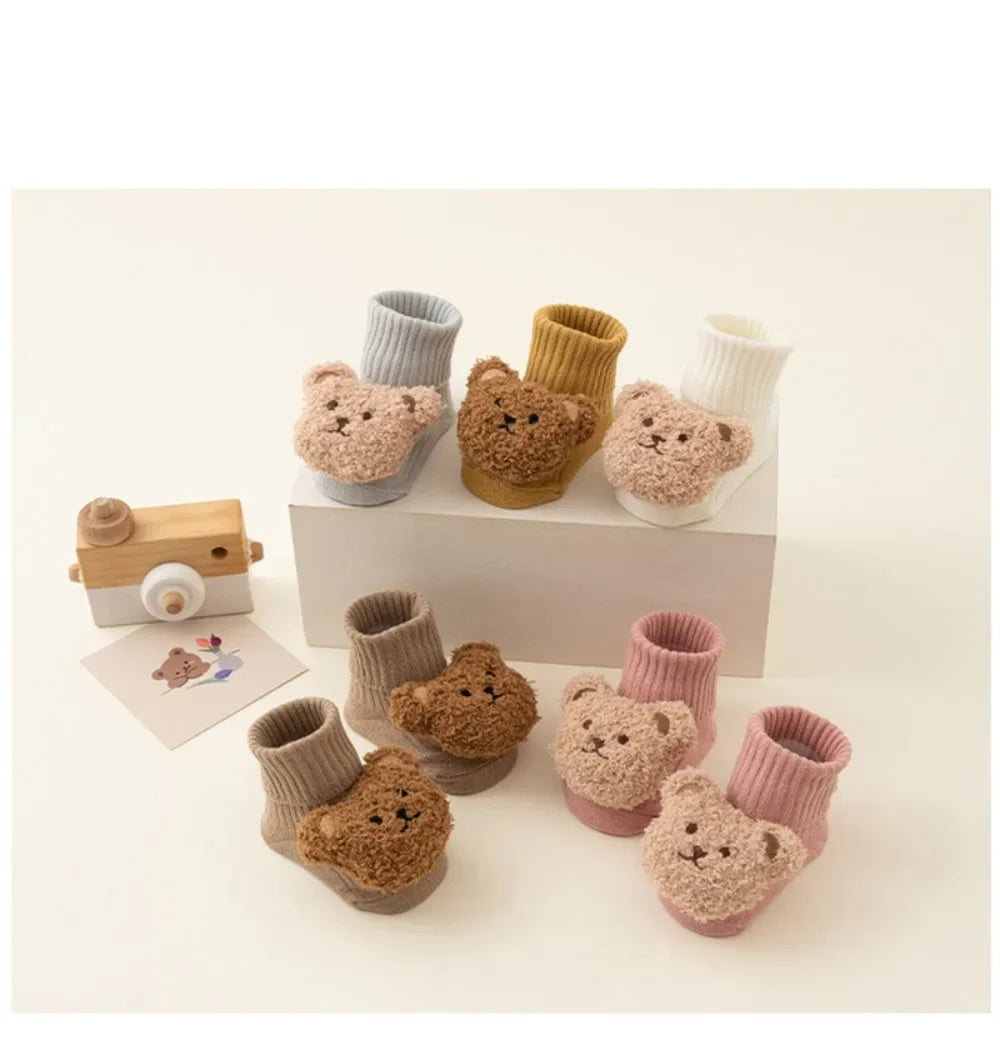Cute Cartoon Bear Baby Socks 0-1Y