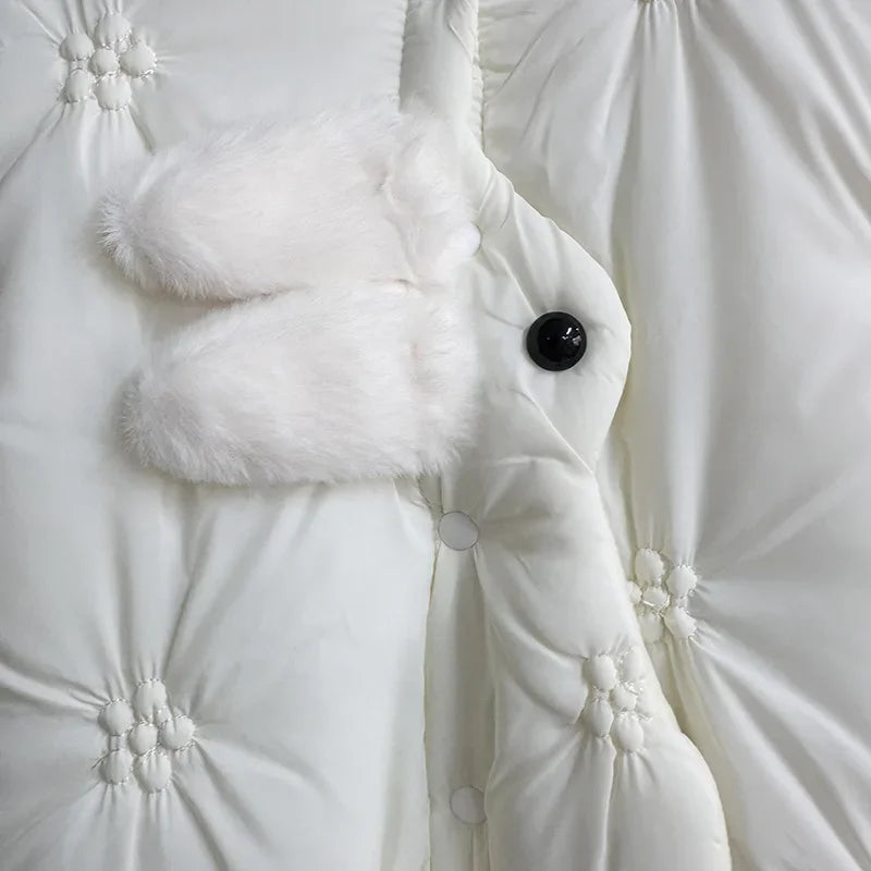 0-2Y Super Cute Rabbit Ears Infant Outerwear Winter Baby Girl Romper Quilted Thickened Jumpsuit