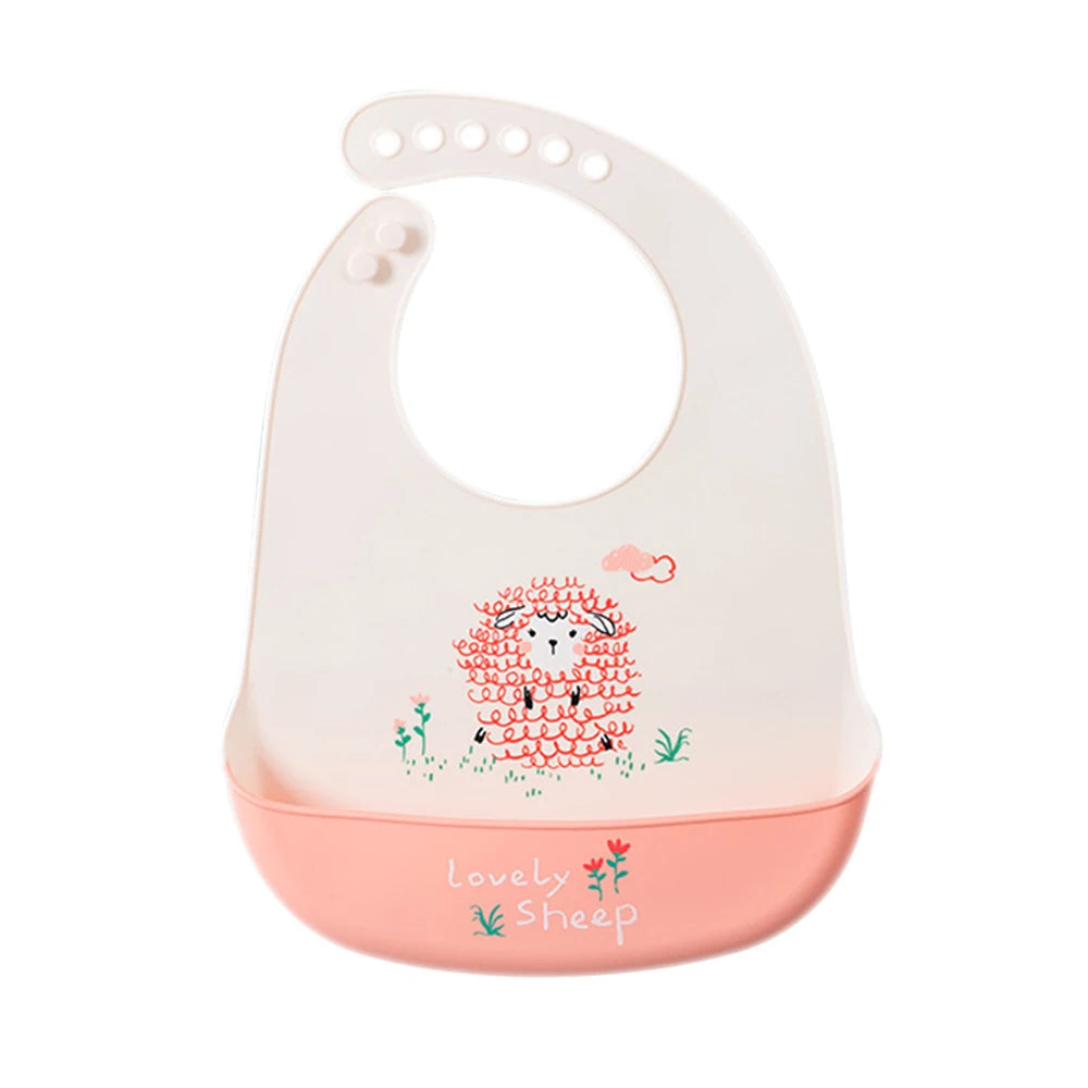 Waterproof Baby Bibs For Kids Eating Stuff Soft Silicone Cartoon Crocodile Printed Baby Apron Bib Reusable Baby Feeding Apron