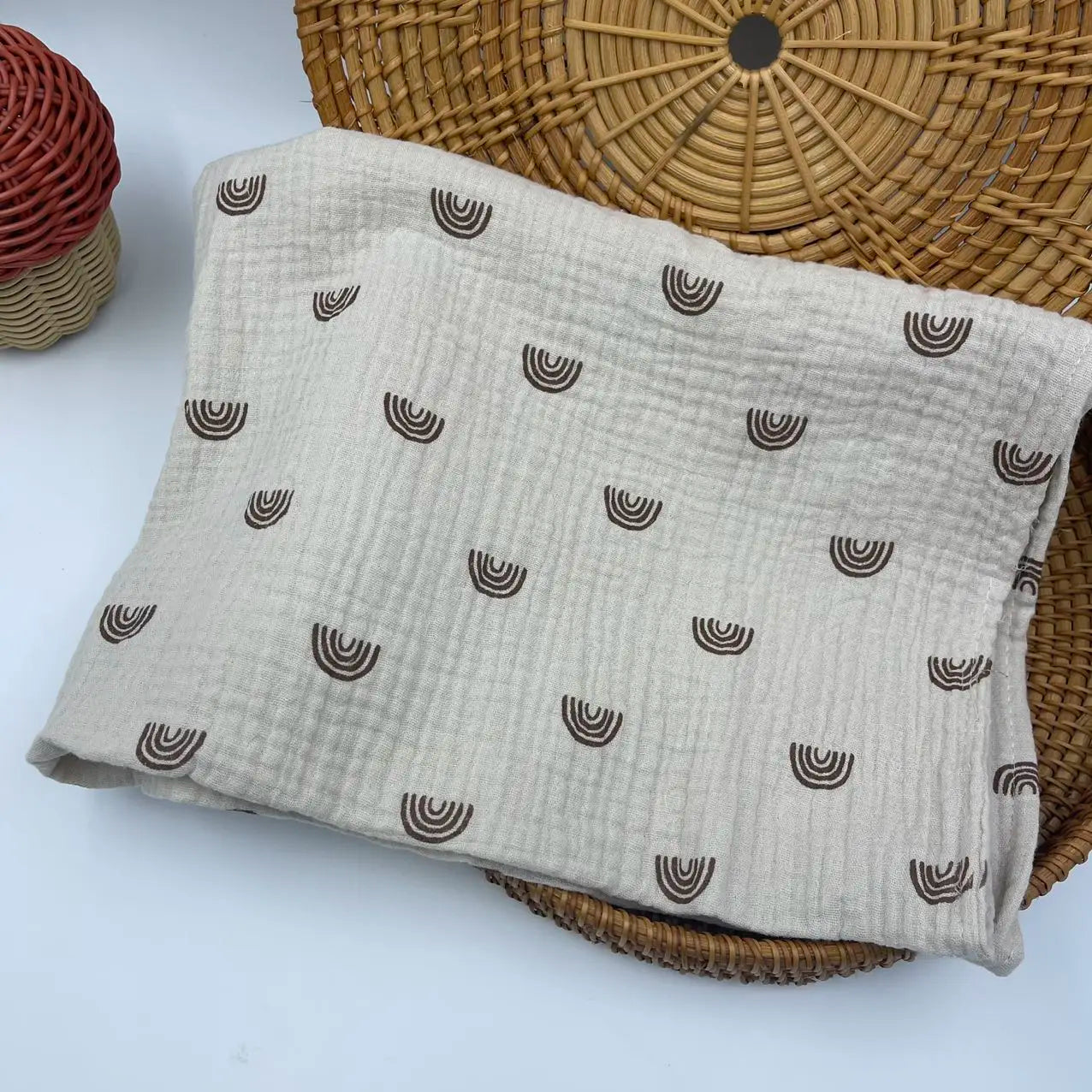 Cotton Swaddle Blanket Baby Blanket Floral Print Muslin Diaper Swaddle New Born Crinkle Fabric Baby Born Stroller Cover