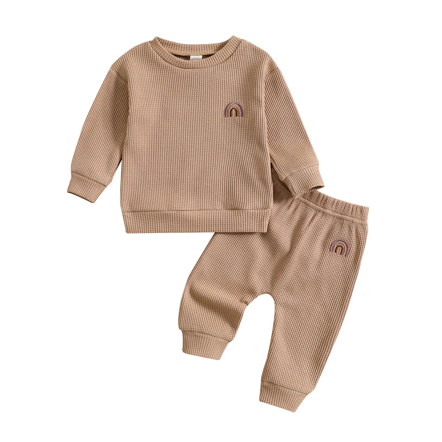 INS Infant Baby Boy Girl Rainbow Clothes Set Long Sleeve Cotton Sweatshirts Tops+Spring Pant Newborn Boy Outfits Autumn Clothing