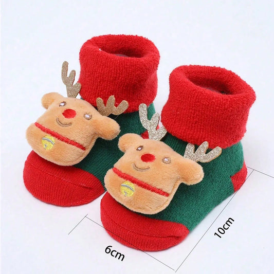 Cute Santa Claus Doll Knitted Baby Socks Newborn Toddler Soft Snowman Deer Warm Floor Socks Girls Infant Boys Mid Socks New