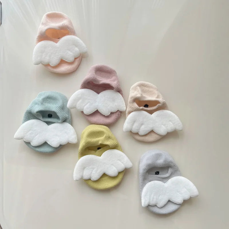 Baby Boys Angel Wing Socks Elastic Cotton Solid Color Newborn Socks Girls Spring Summer Anti-slip Floor Low-cut Socks for 0-3Yrs