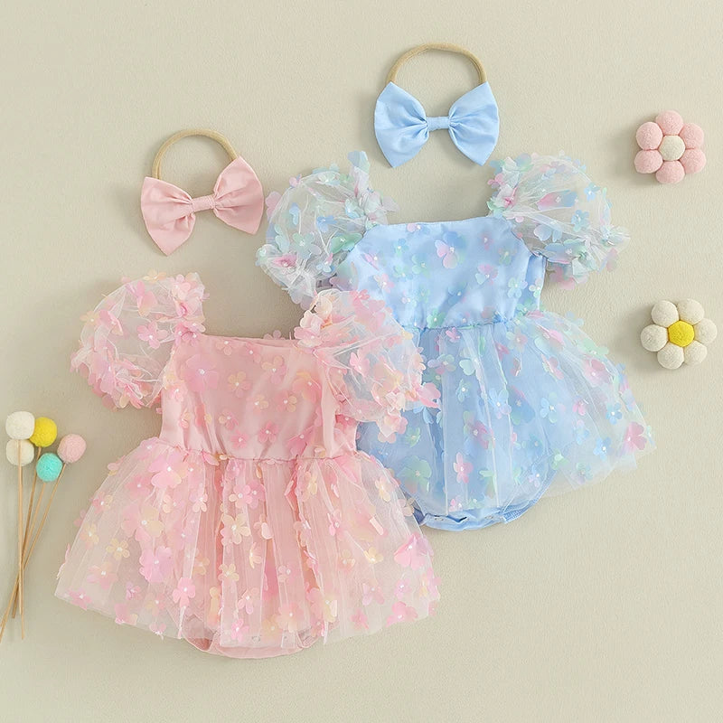 Baby Girl Lace Flower Romper Set