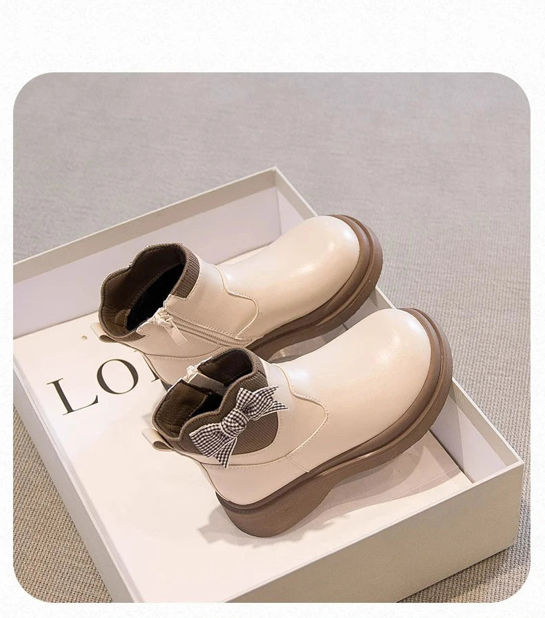 2025 Autumn Winter New Children's Boots Fashionable Single Boots for Girls Children' Boots Girls' Short Boots with Fleece