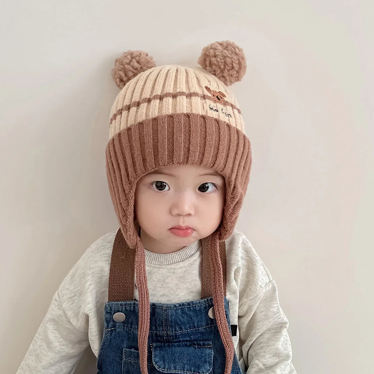 Winter Warm Knitted Baby Hat Cute Cartoon Animals Baby Boys Girls Cap Beanies Anti-cold Toddler Kids Lacing Hat