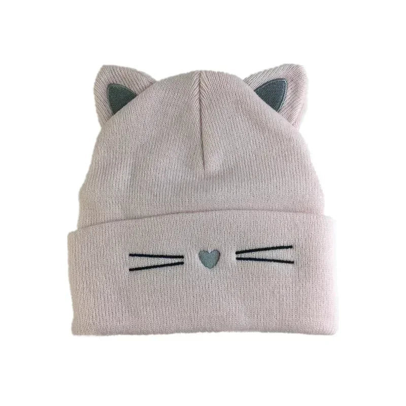 Korean Autumn Winter Hat for Toddler Lovely Animal Cat Beanie for Toddler Boy Girl Warm Elastic Baby Hat for 1-5Y