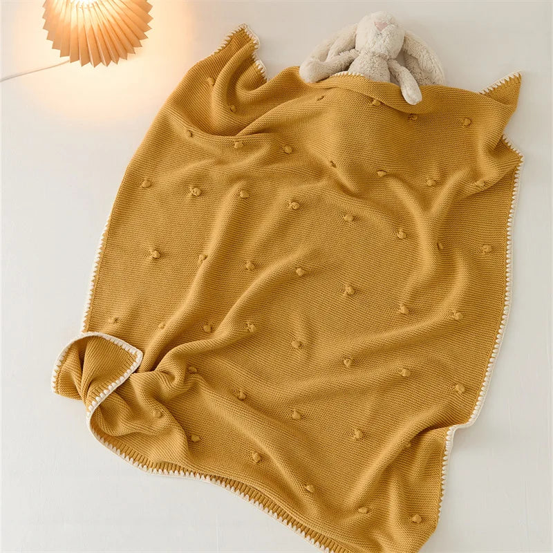 Knitted Baby Blankets Newborn Solid Color New Born Bedding Cover Cotton Baby Item Swaddle Wrap