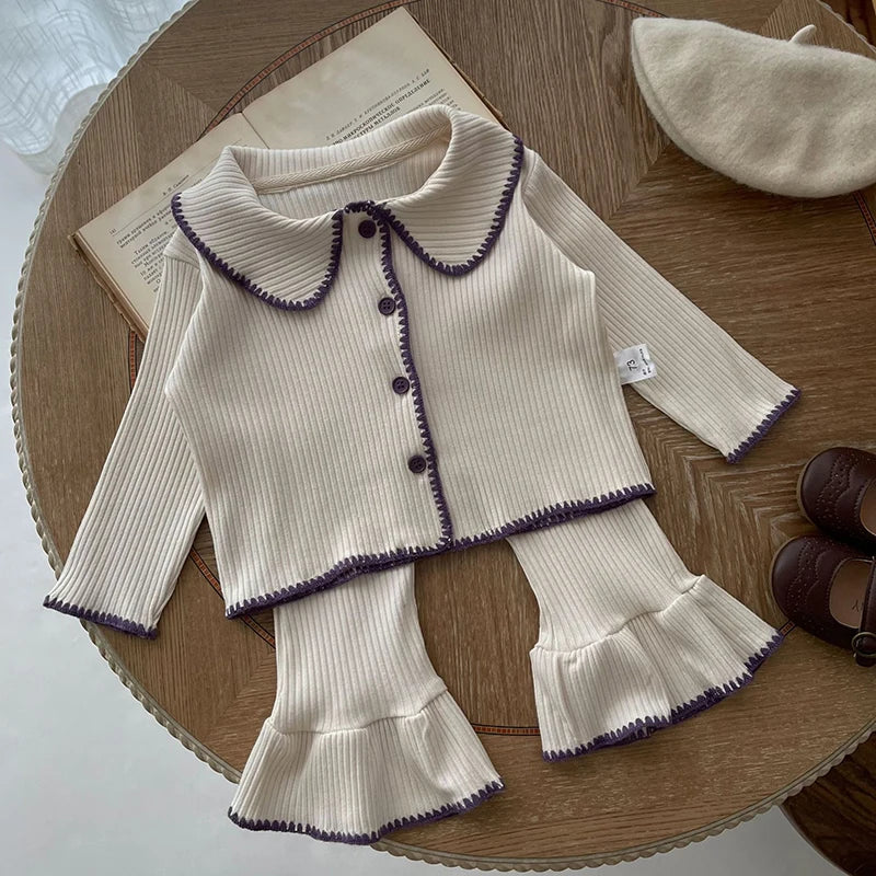 Kids Boys Girls Pajamas Set Children Sleepwear Pajamas Flared Pants Sets Long Sleeve Cotton Baby Clothes Spring Autumn Clothing