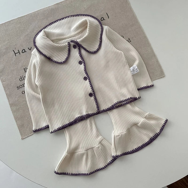 Kids Boys Girls Pajamas Set Children Sleepwear Pajamas Flared Pants Sets Long Sleeve Cotton Baby Clothes Spring Autumn Clothing