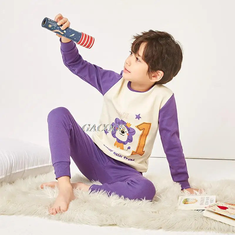 Child Boy Pajamas for 3-14 Years Winter Long Sleeved Pyjamas Suit Baby Girl Clothes Toddler Cotton Sleepwear Kids Sleep Pajamas