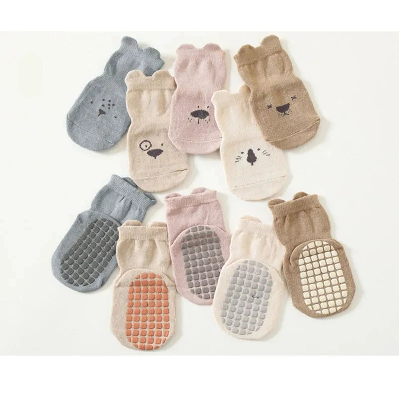 3/5/1Pairs/Lot Baby Socks Infant Newborn Anti-Slip Cotton Floor Socks For Girls Boys Cute Unisex Rubber Grips Toddler Socken