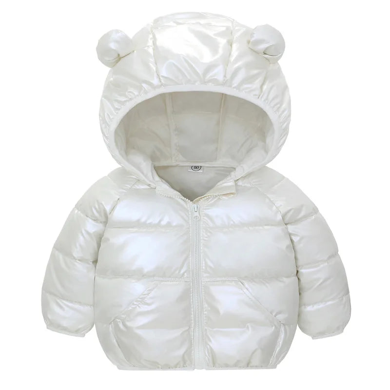Solid Color Hooded Baby Coat