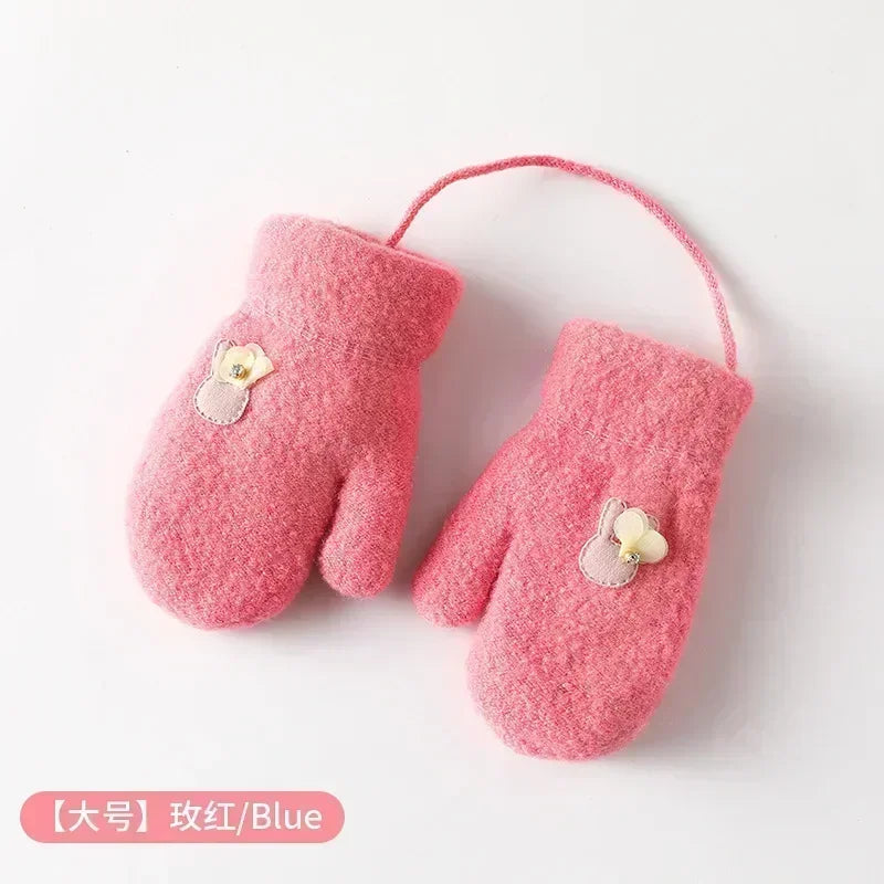 1-6 Years Old Baby Mittens Newborn Children Kids Winter Gloves Mohair Plush Thick Boys Girls Gloves