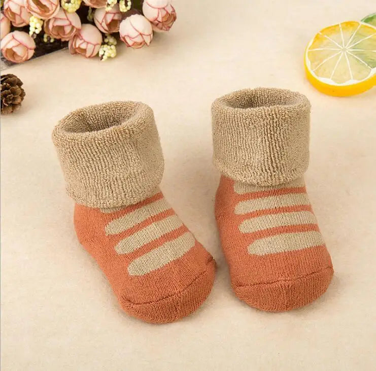 21 Color Baby Socks Boy Girl Winter Cute Bear Puppy Newborn Kids Children Infant Toddler Terry Warm Slipper Striped  Star Dot