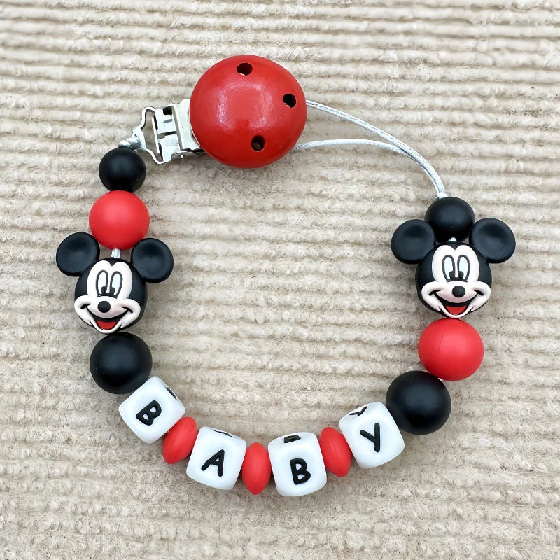 Customized Personalized Name English Letters Silicone Soothing Pacifier Chain Clips Holder Teether Pendants Teething Baby Gifts
