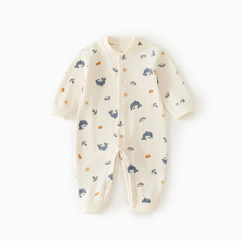 0-2Y Pure Cotton Long Sleeve Newborn Baby Rompers Skin-friendly One Piece Diaper Jumpsuit Underwear Infant Cartoon Homewear