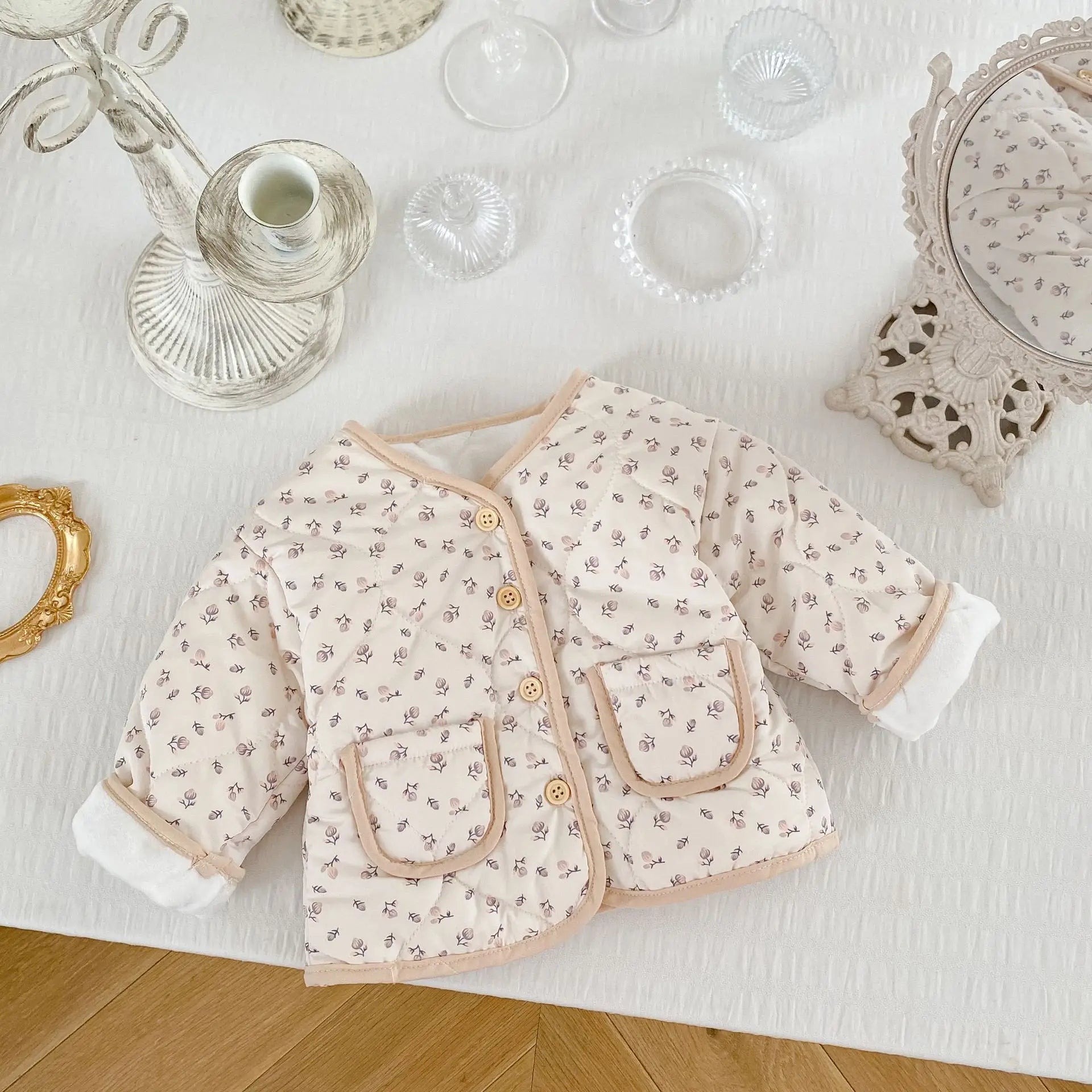 winter baby girls floral jacket
