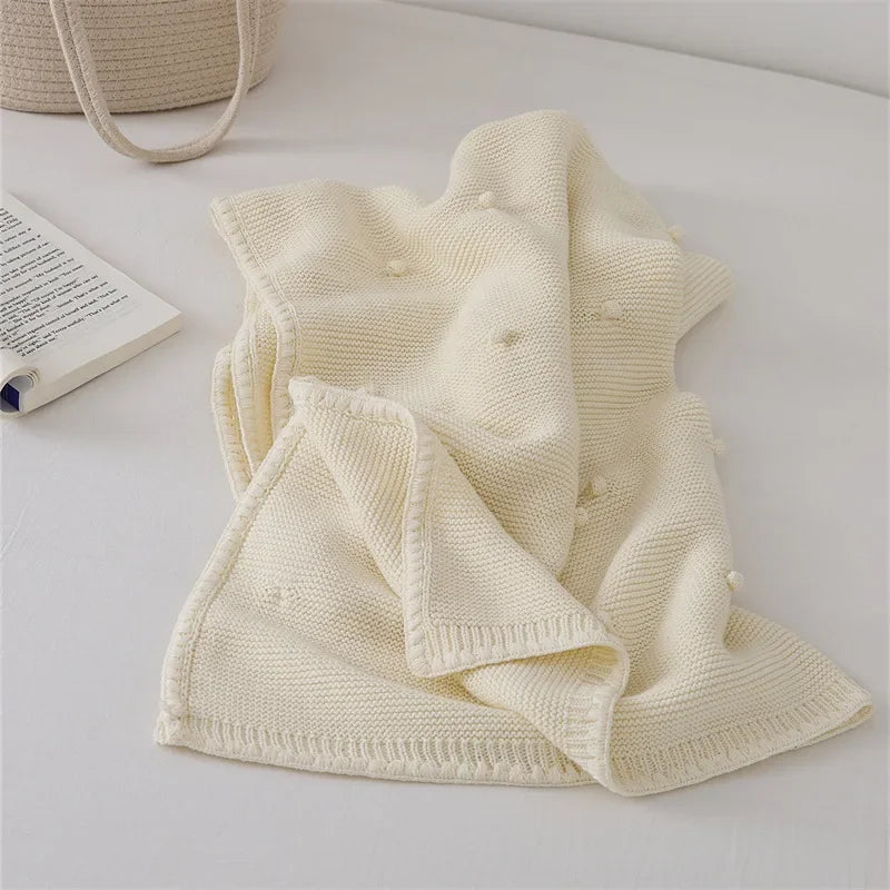Knitted Baby Blankets Newborn Solid Color New Born Bedding Cover Cotton Baby Item Swaddle Wrap