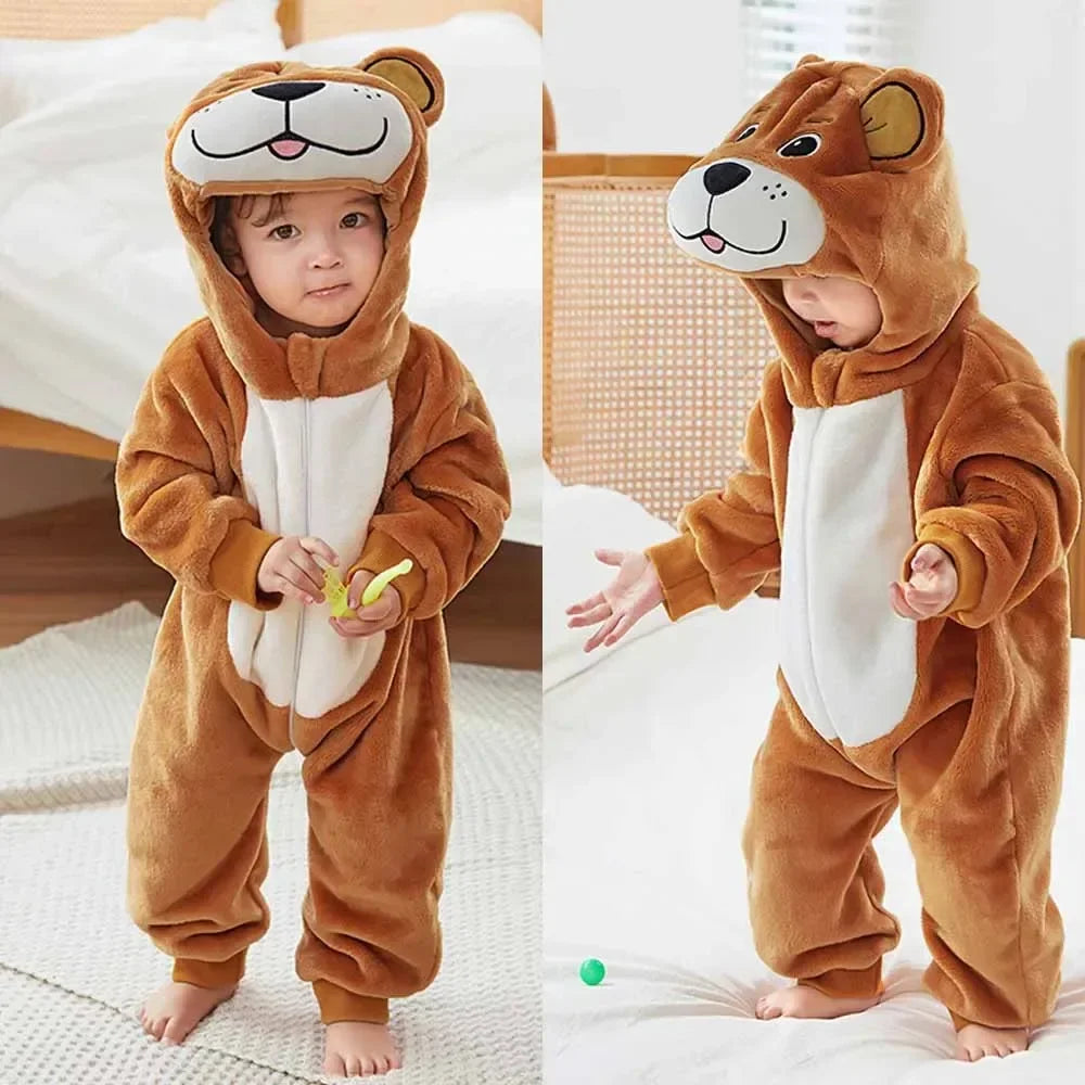 Newborn Kids Monkey Kigurumi Pajamas Winter Thick Baby Blanket Slppers Toddler Infant Clothes Hooded Animal Pyjamas Sleepwear