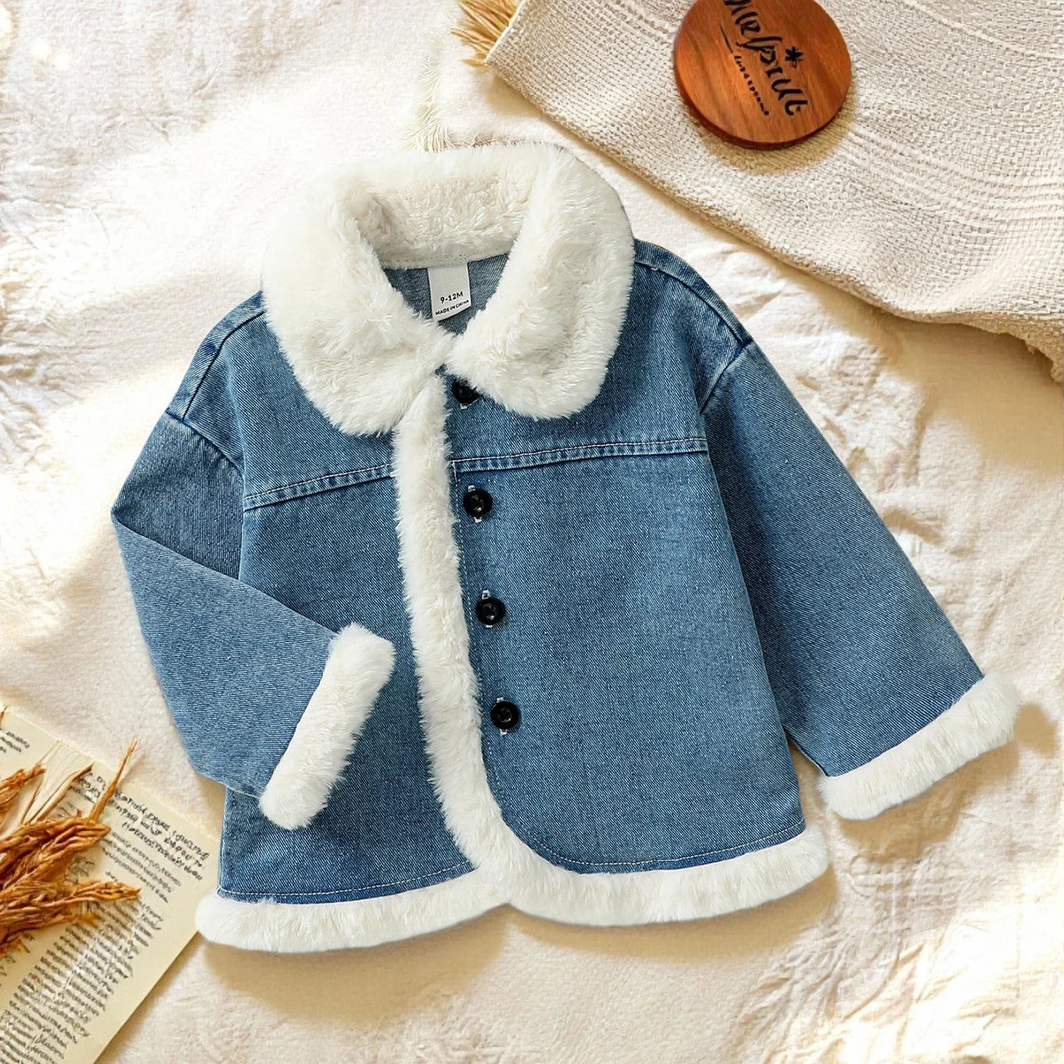 Fleece Denim Baby Girls Jacket