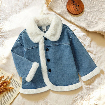 Fleece Denim Baby Girls Jacket