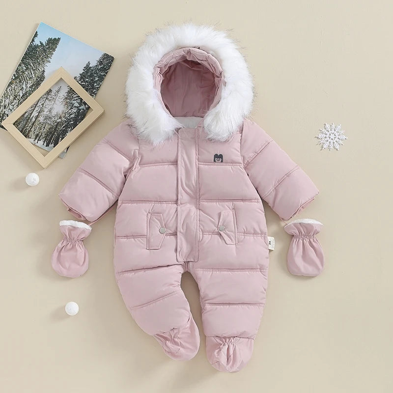 Citgeett Winter Infant Baby Boys Girls Coat Romper Warm Outwear Hooded Puffer Jacket Footie Jumpsuit Fall Clothes