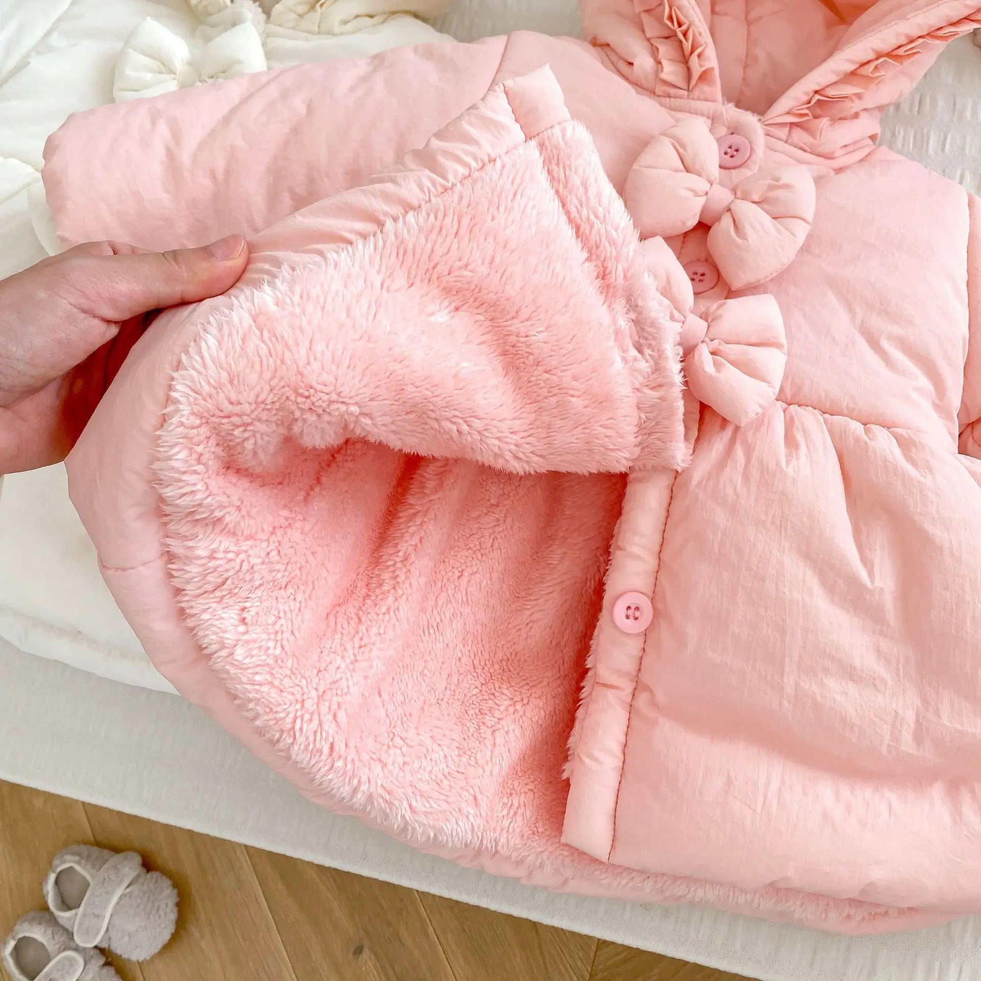Velvet Fleece Hooded Girls Coat