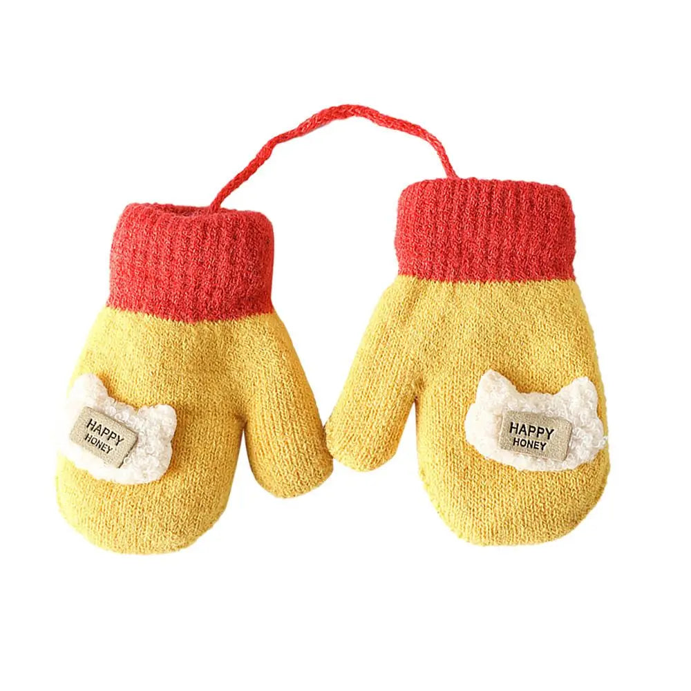 Full Finger Gloves Cute Toddler Children Baby Infant Thickened Knitted Gloves Cartoon Gloves Baby Mittens Warm Mittens