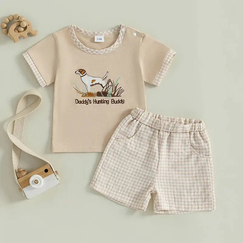 Toddler Boys Dog Embroidered Outfit