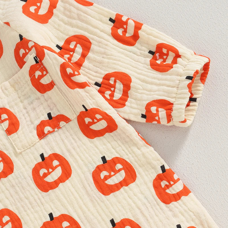 Infant Baby Girls Boys Halloween Romper Pumpkin/Bat Print Cotton Long Sleeve Newborn Baby Girls Jumpsuit Autumn Baby Clothes