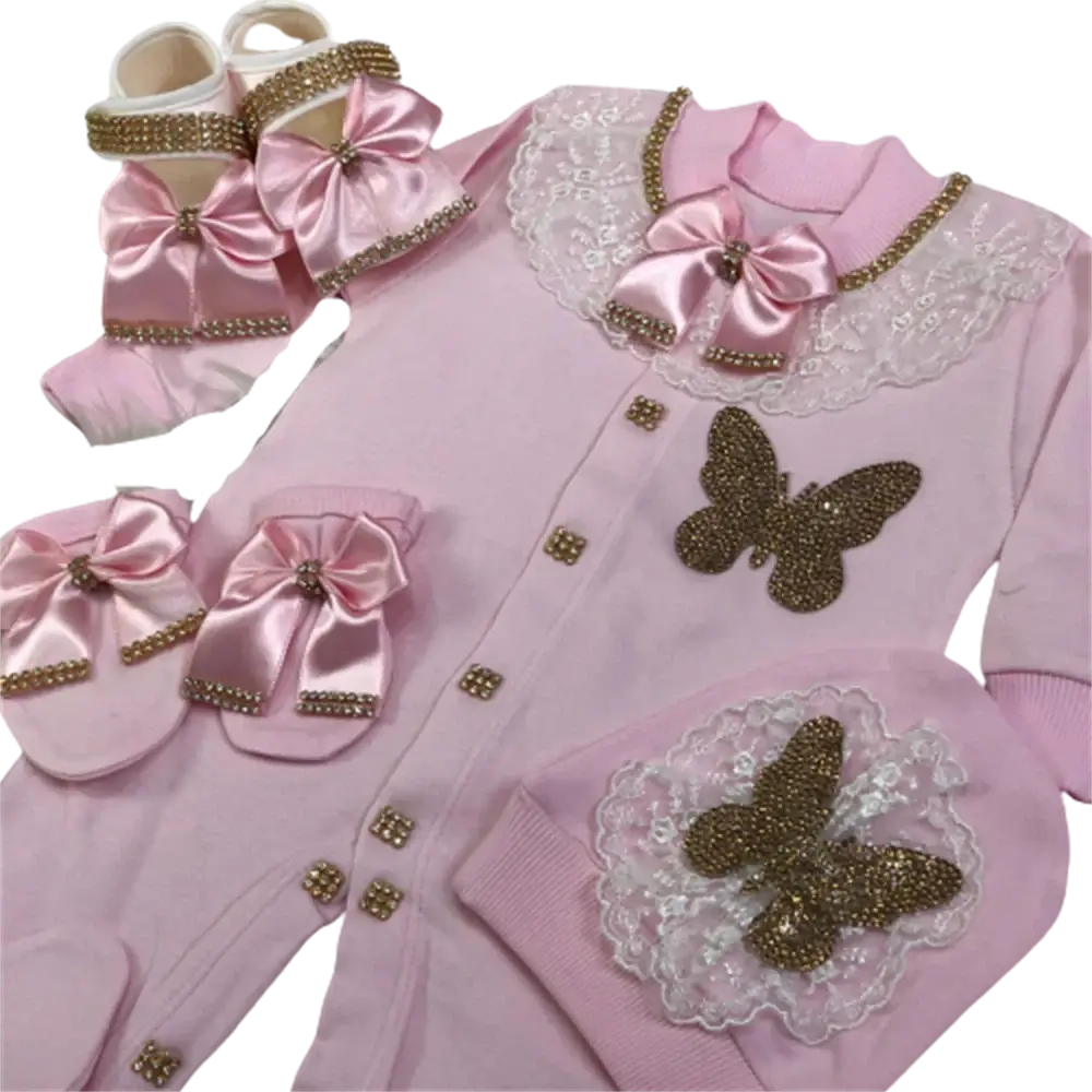 4pcs Butterfly Jewelry Baby Romper Set
