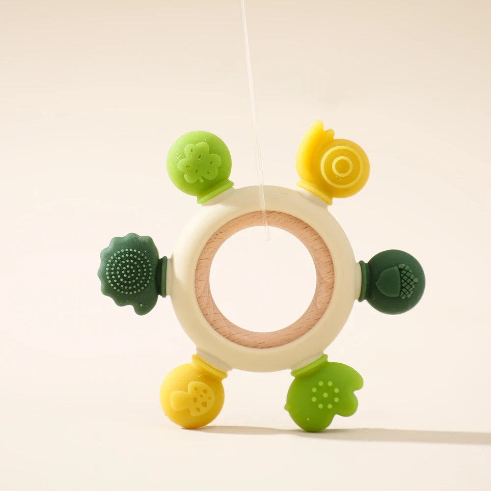 1PC Baby Ratter Toys Wooden Teether Crochet Animals BPA Free Rattle Toy Newborn Amigurumi Teether Baby Rattles Gifts For Newborn