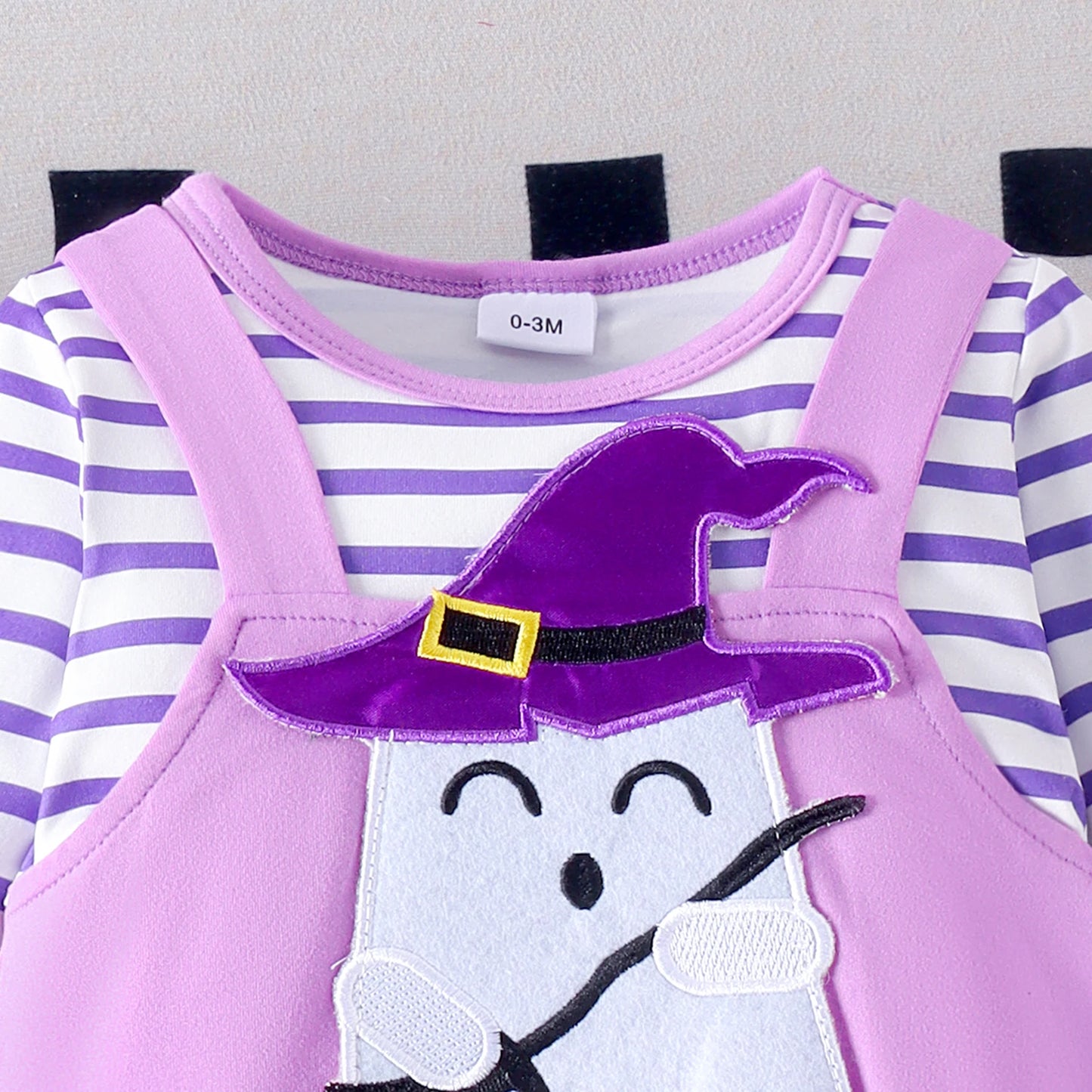 Autumn Boys And Babies Aged 0-1 Years Old, Comfortable Casual Round Neck Striped Halloween Doll Long-Sleeved Jumpsuit