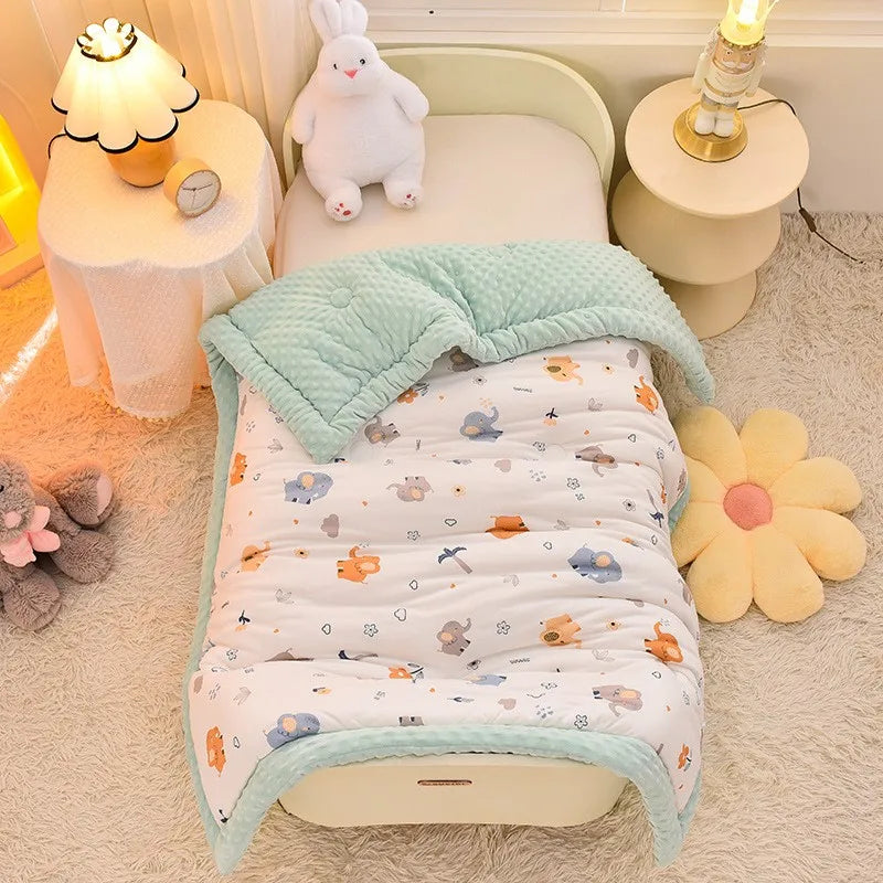 Winter Warm Baby Quilt Comforter Quilted Blanket Summer Soft Nap Cover Bed Thick Blanket Newborn Infant Swaddle Wrap Bedding