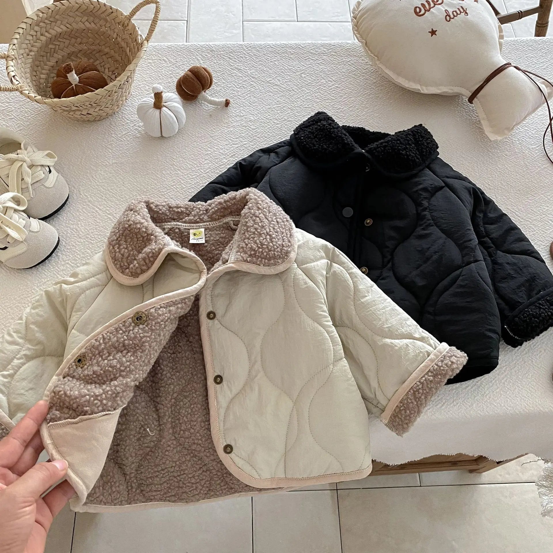 Korean Retro Velvet Kids Coat