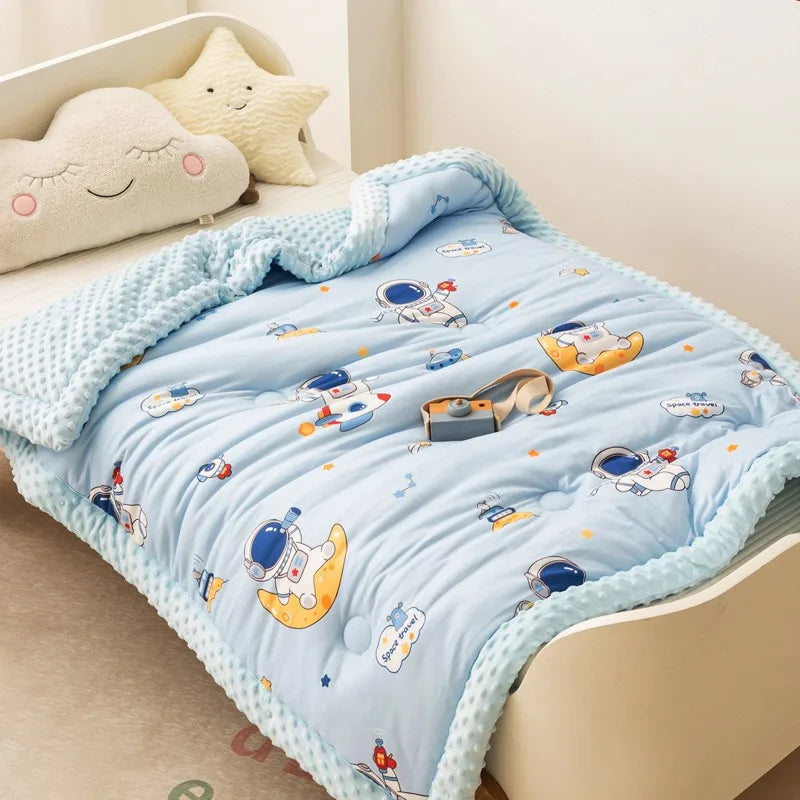 Winter Warm Baby Quilt Comforter Quilted Blanket Summer Soft Nap Cover Bed Thick Blanket Newborn Infant Swaddle Wrap Bedding