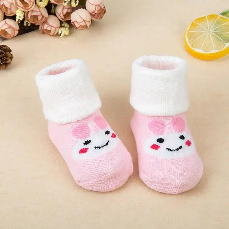 21 Color Baby Socks Boy Girl Winter Cute Bear Puppy Newborn Kids Children Infant Toddler Terry Warm Slipper Striped  Star Dot