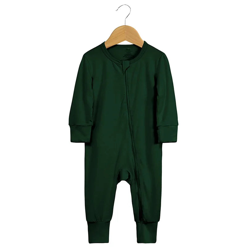 Bamboo Fiber Baby Zipper Foot Romper Baby Boy Girl Clothes Newborn Onesie Baby Jumpsuit Solid Long-Sleeve Baby Pajamas 0-24Month