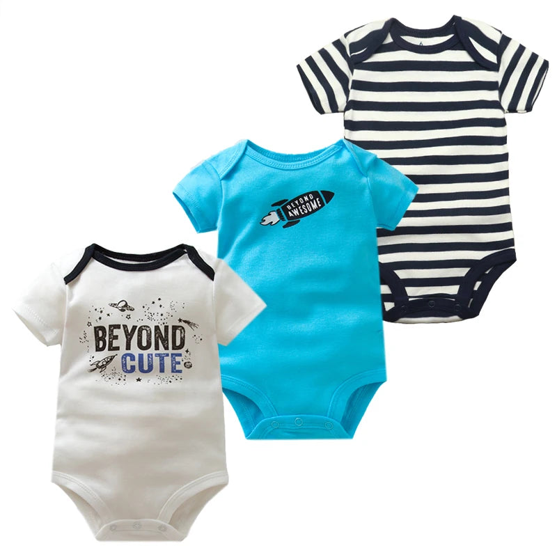 New Cartoon Baby Boys Girls Bodysuit 3-5PCS Short Sleeve 100% Cotton Baby Clothes 0-24Months Newborn Body Bebe Jumpsuit Clothing