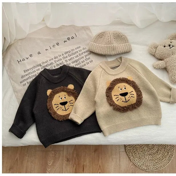 Cartoon Lion Knit Sweater