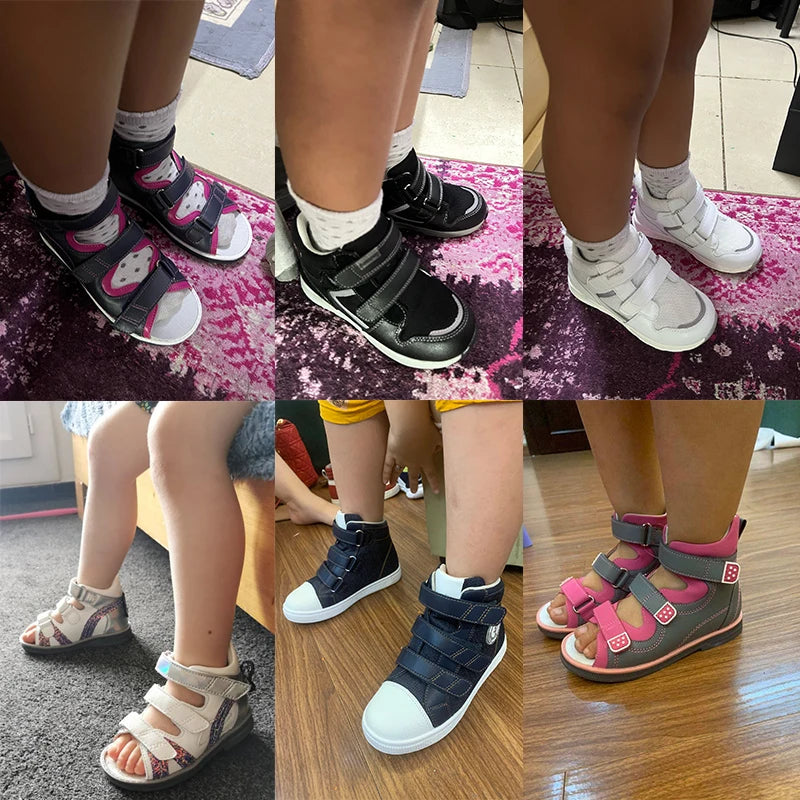 Princepard Kid Sneakers with Ankle Support Pink Blue  Orthopedic Casual Shoes Boys Girls with Corrective Insole for Flat Feet